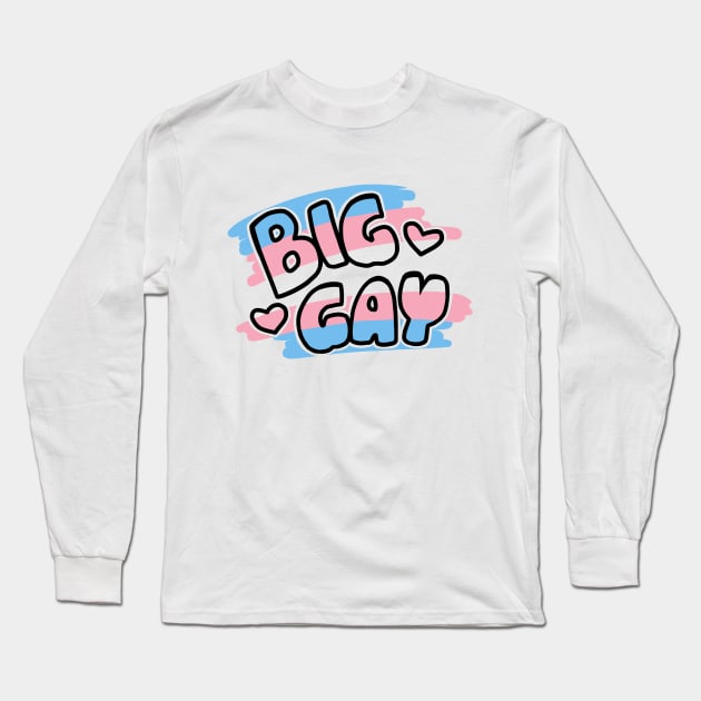 BIG GAY trans pride (white) Long Sleeve T-Shirt by kalematsuba